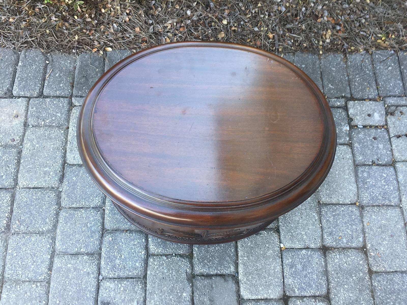 19th-20th Century Oval Mahogany Cellarette by Aimone Mfg Co, New York In Excellent Condition In Atlanta, GA