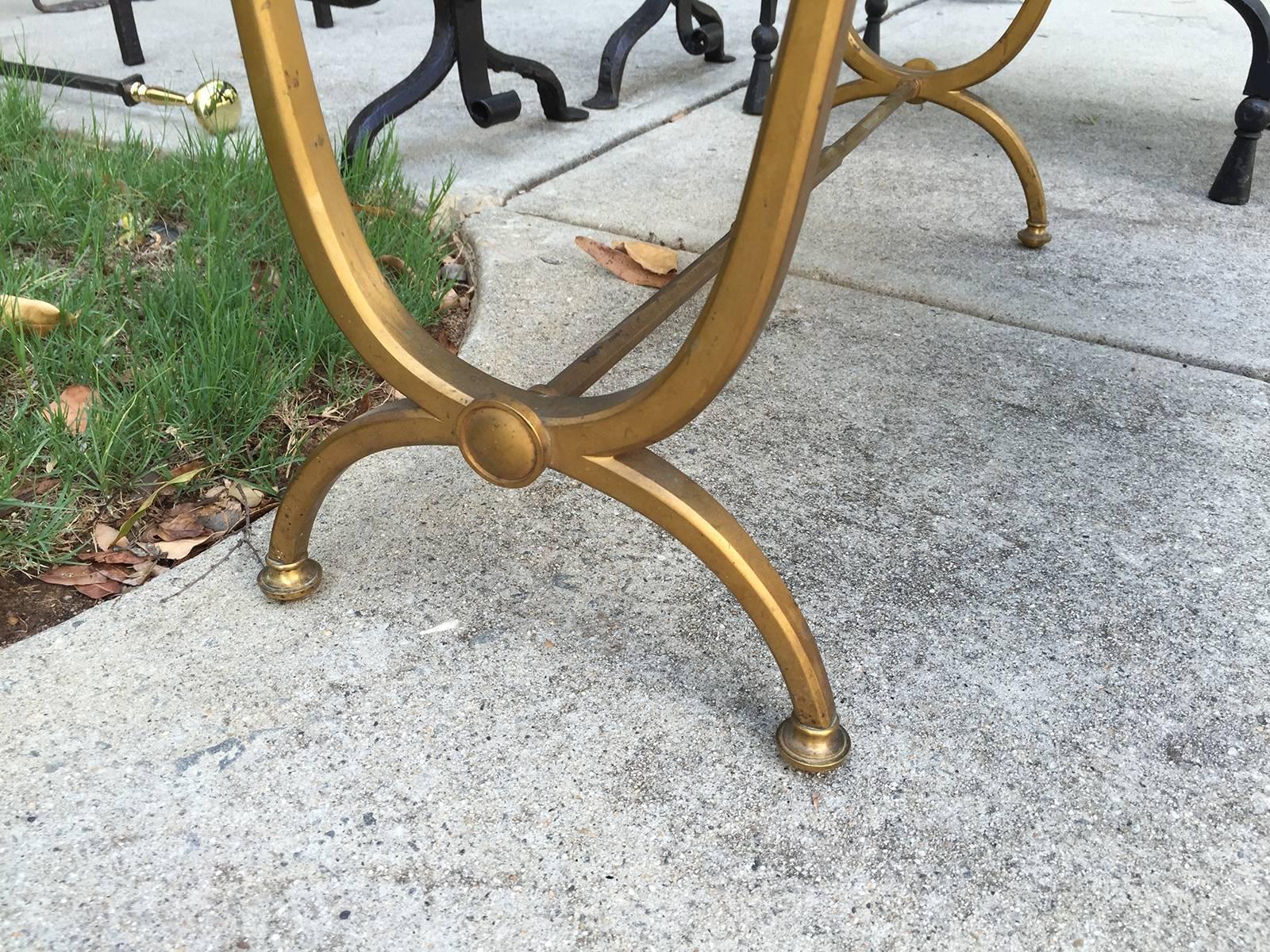 1940s French Bronze Table with Mirrored Top (Mitte des 20. Jahrhunderts)