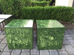 Pair of Italian, Mid-Century Faux Malachite Cubes in Style of Fornasetti