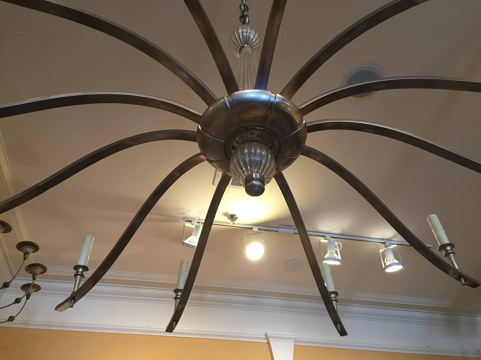Large Mid-20th Century chandelier with Venetian glass in the style of Tommi Parzinger
brand new wiring