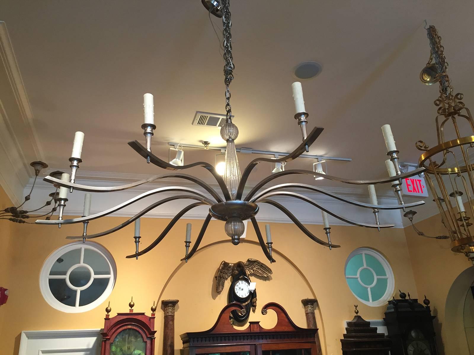 Mid-20th Century Chandelier with Venetian Glass in the Style of Tommi Parzinger 2