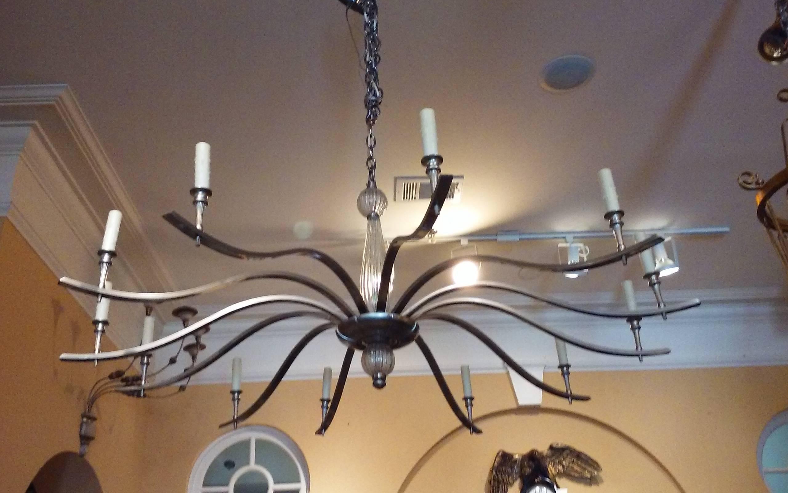 Mid-20th Century Chandelier with Venetian Glass in the Style of Tommi Parzinger 3