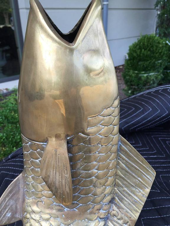 Brass Jumping Fish Statue, circa 1980 at 1stDibs