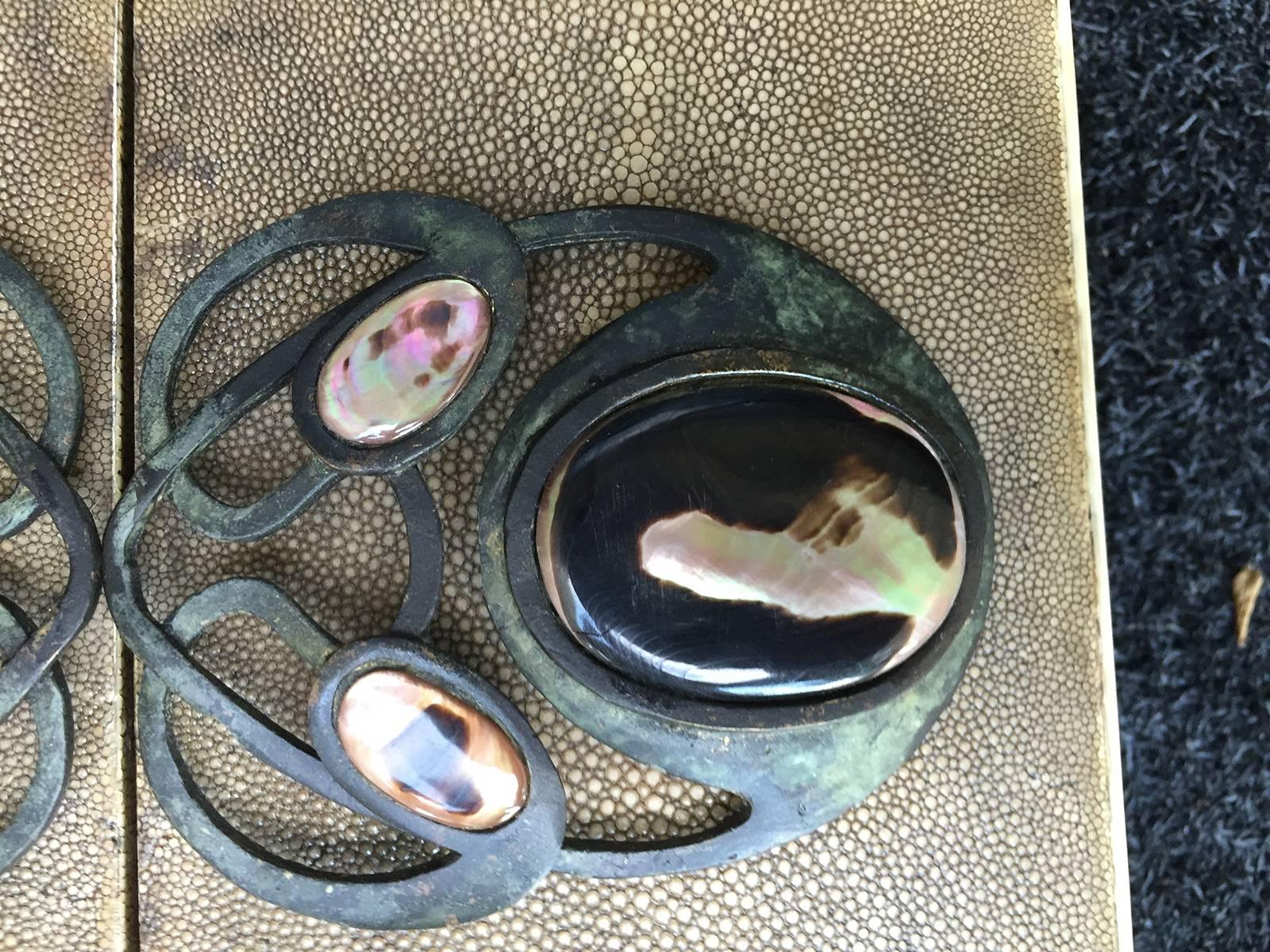 20th Century French Shagreen Box Mounted, Horn Bone and Abalone 1