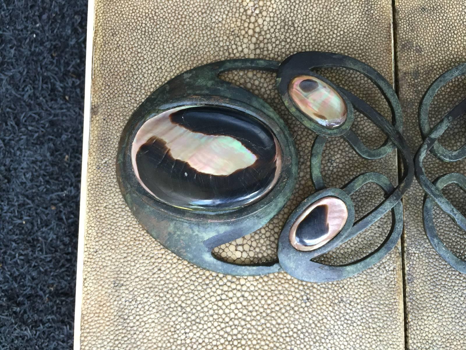 20th Century French Shagreen Box Mounted, Horn Bone and Abalone 2