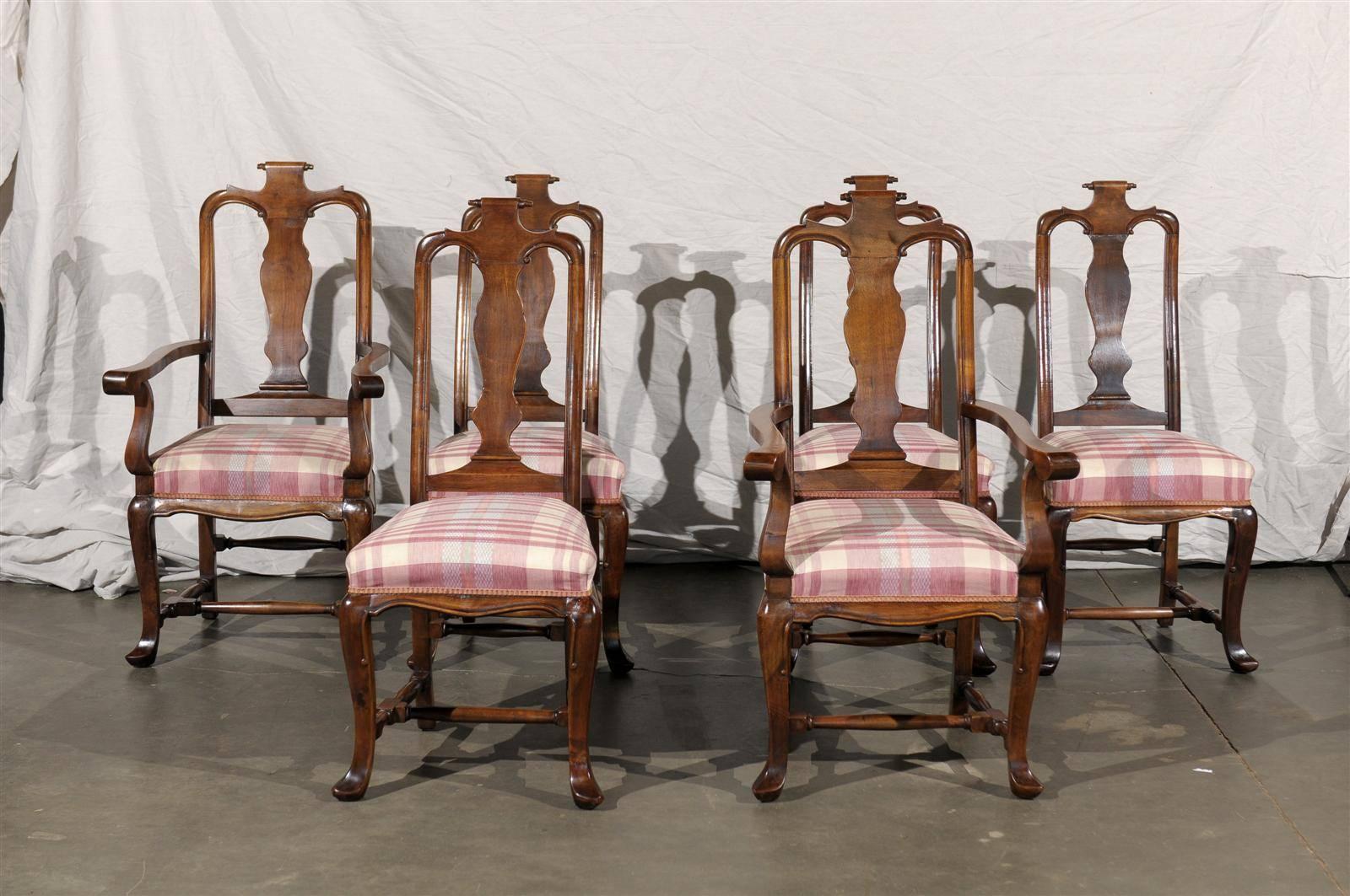 French Provincial 19th Century Set of Six Continental Provincial Dining Chairs For Sale