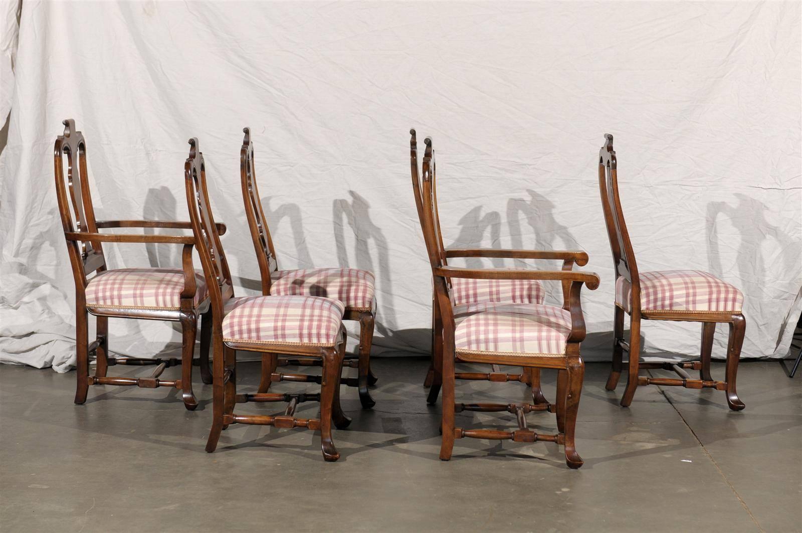 Wood 19th Century Set of Six Continental Provincial Dining Chairs For Sale