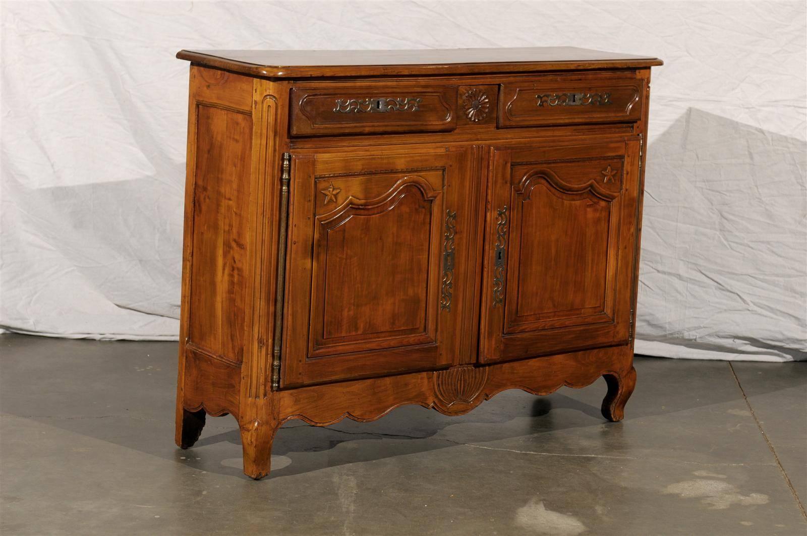 Carved 19th Century French Provincial Fruitwood Two-Door 