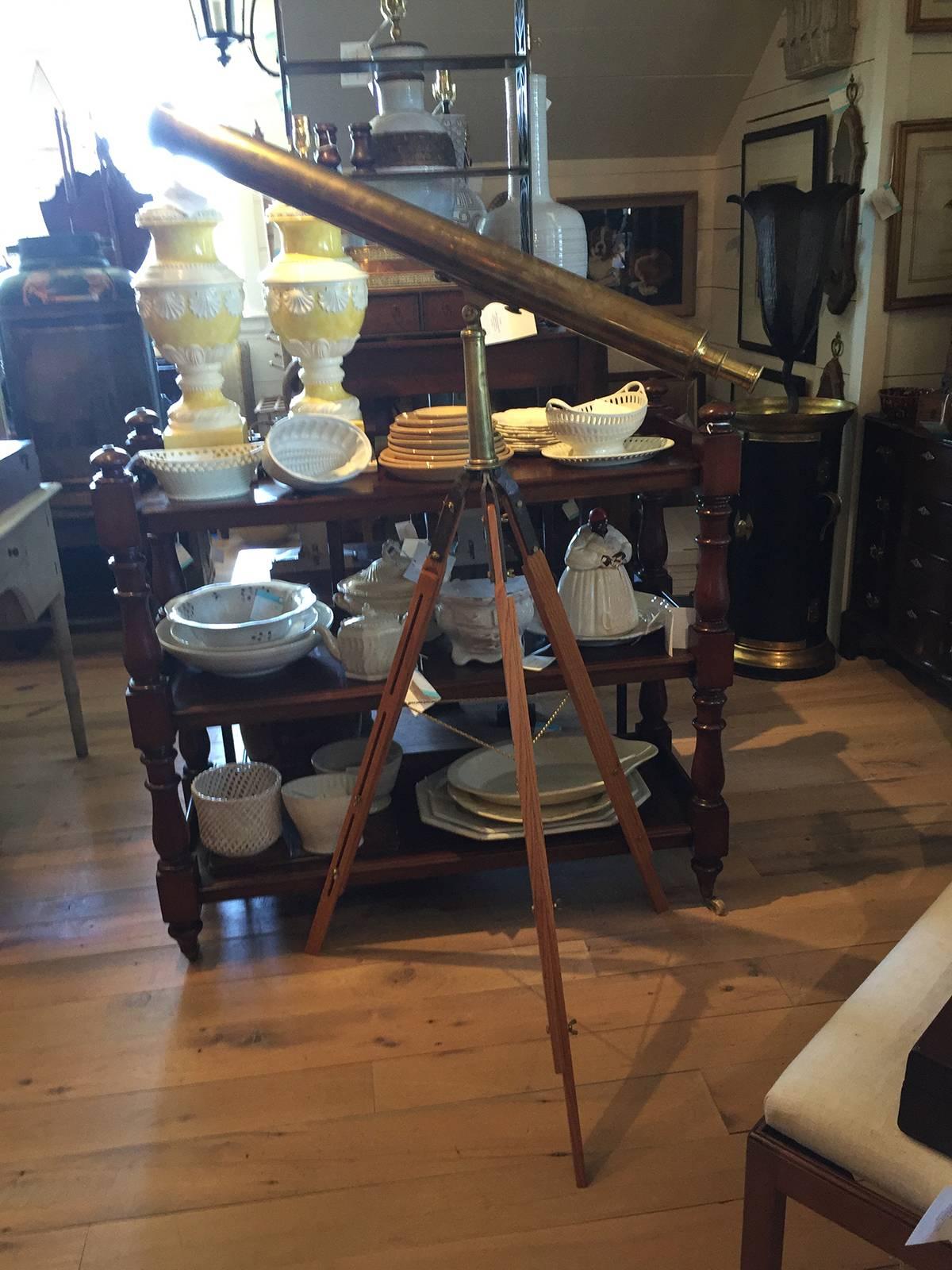 French Large 19th Century Bardou & Sons Telescope with Case and Stand
