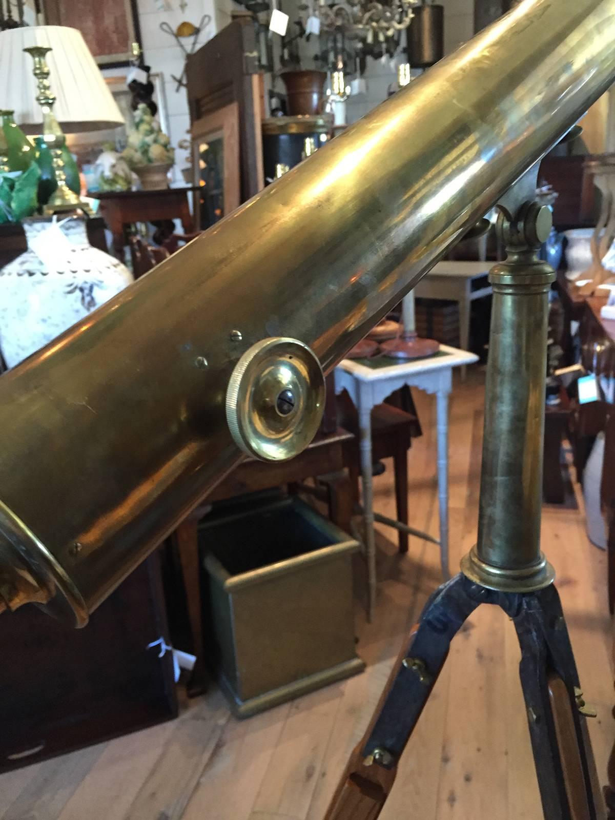 Brass Large 19th Century Bardou & Sons Telescope with Case and Stand