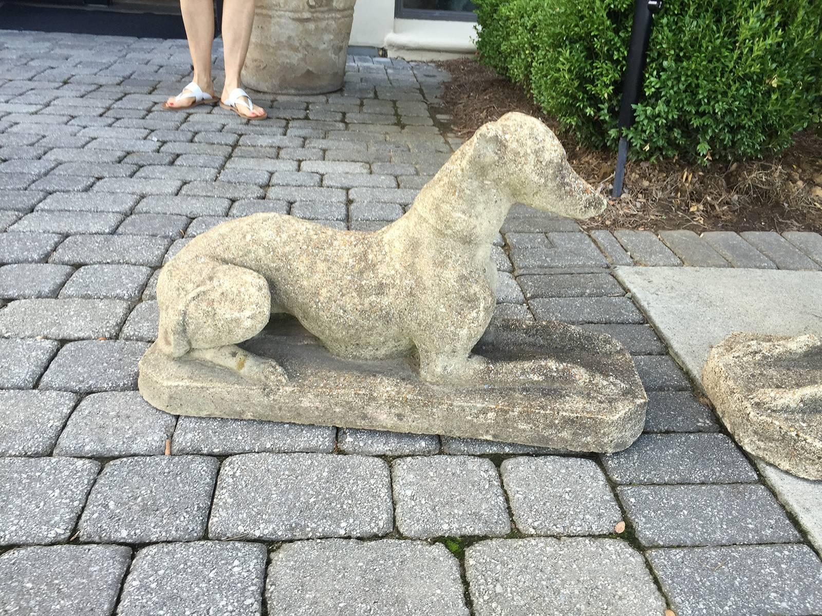 Pair of 20th Century Cast Whippets, Garden In Good Condition For Sale In Atlanta, GA
