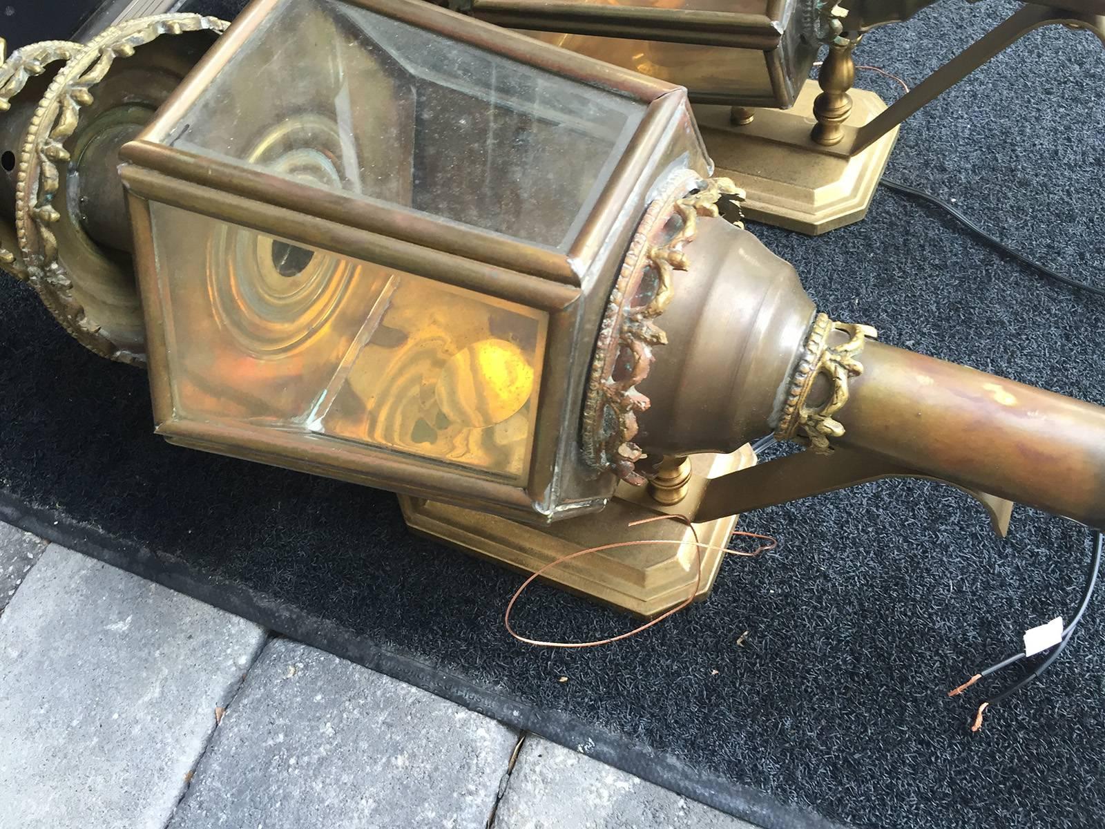 Pair of 20th Century English Carriage Lamps as Wall Lanterns 4