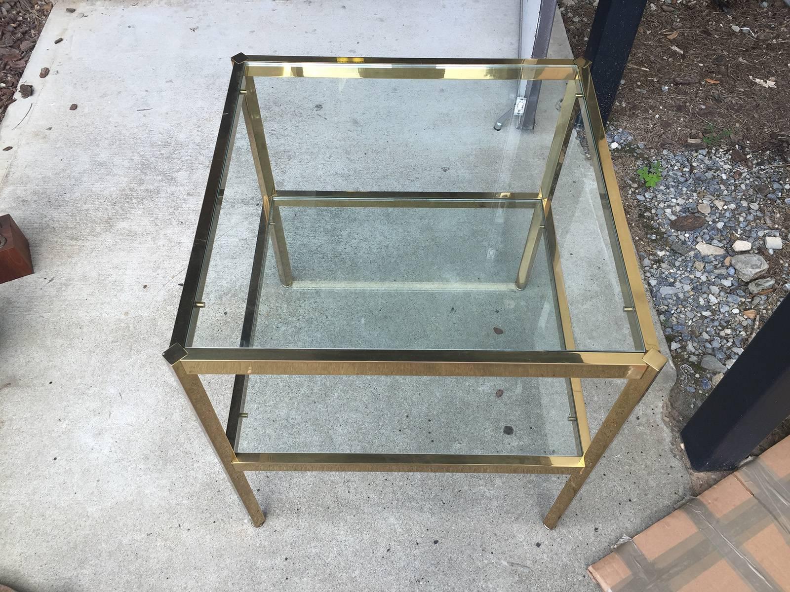 two tier glass table