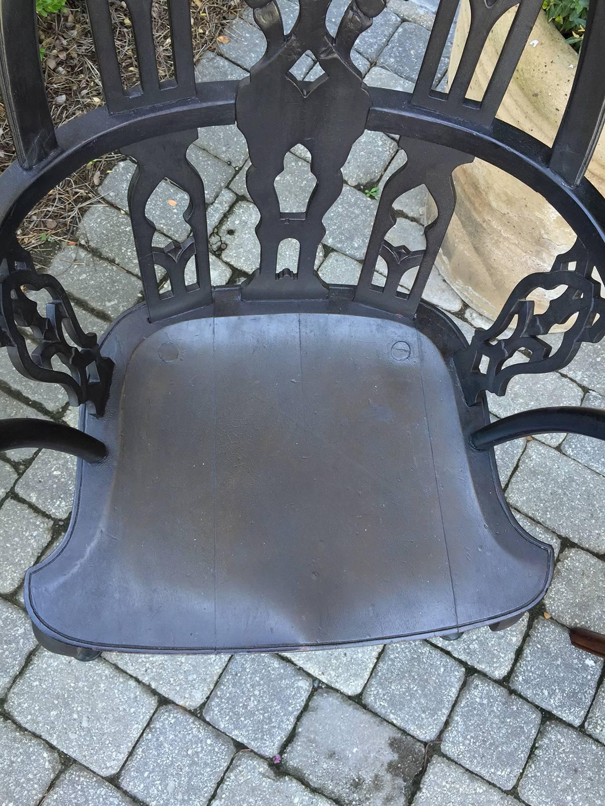 Rare 19th Century George III Ebonized Gothic Windsor Chair 3