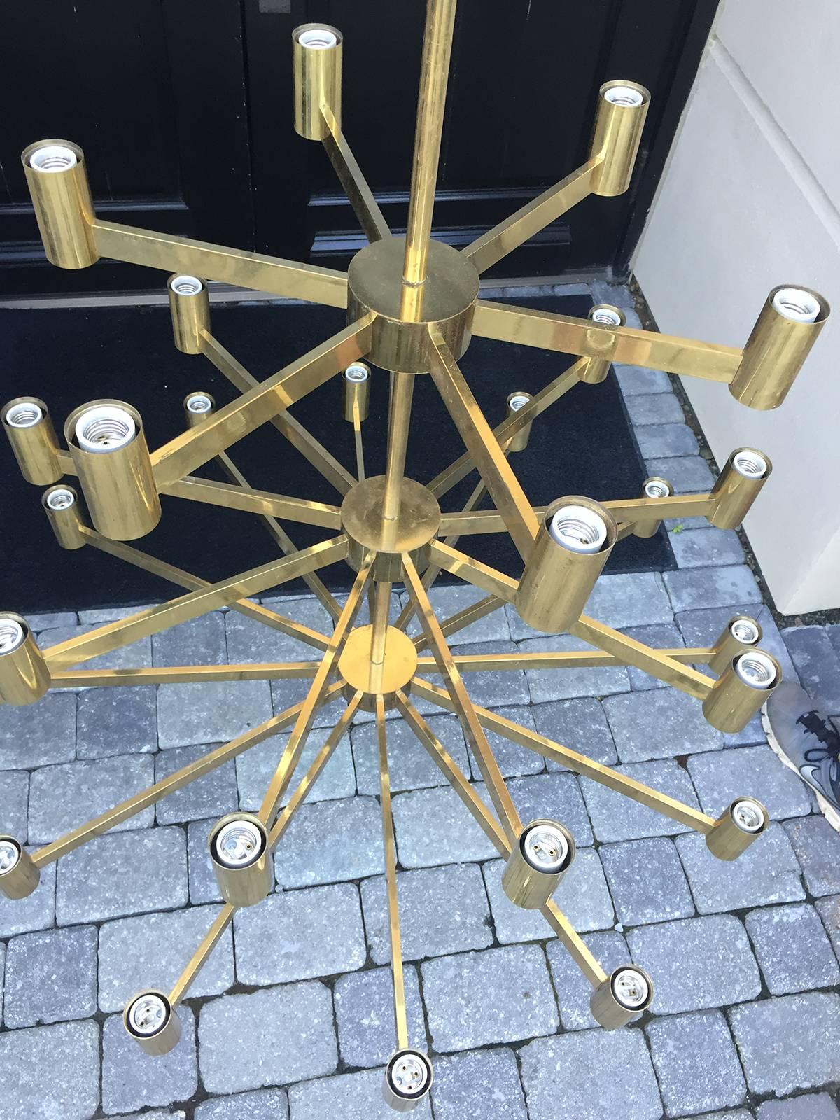 Large Scale Three-Tier 1960s Italian Chandelier Attributed to Arredoluce Monza 3