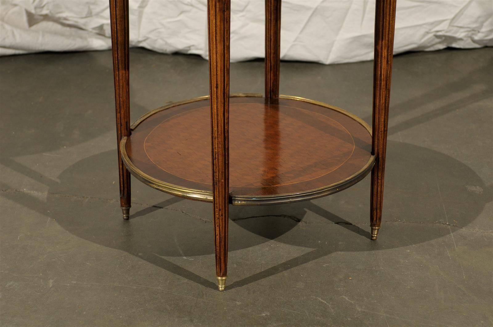 Early 20th Century French Bronze-Mounted Inlaid Bouilotte Table In Good Condition In Atlanta, GA