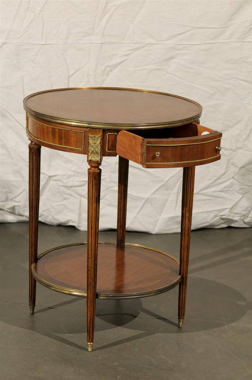 Early 20th Century French Bronze-Mounted Inlaid Bouilotte Table 1