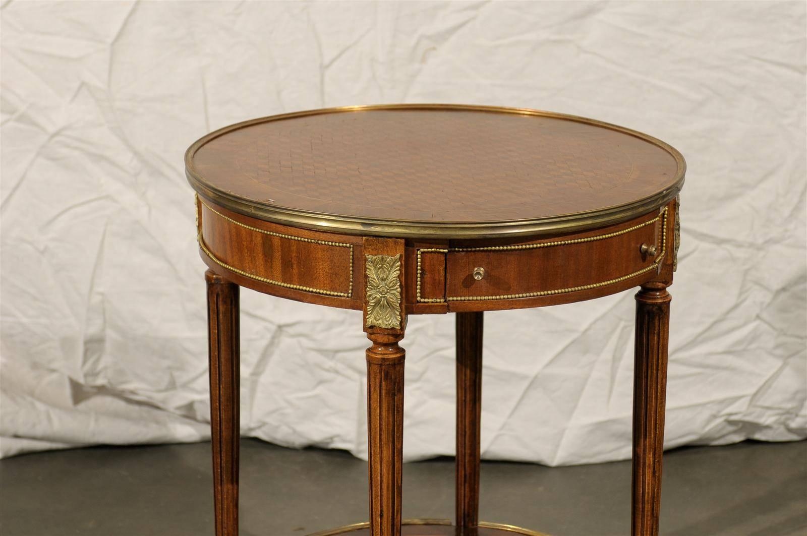 Early 20th Century French Bronze-Mounted Inlaid Bouilotte Table 2