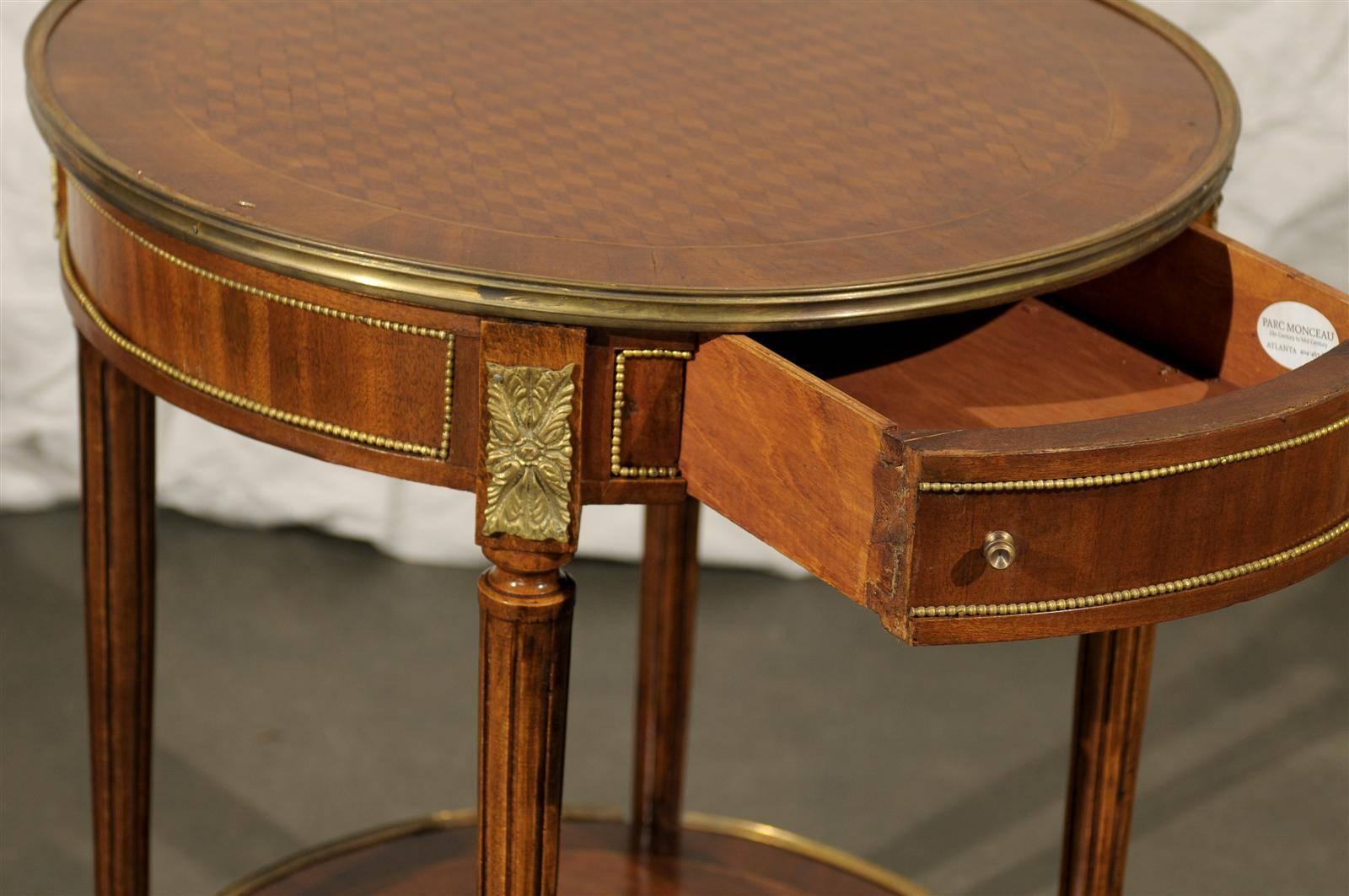 Early 20th Century French Bronze-Mounted Inlaid Bouilotte Table 3