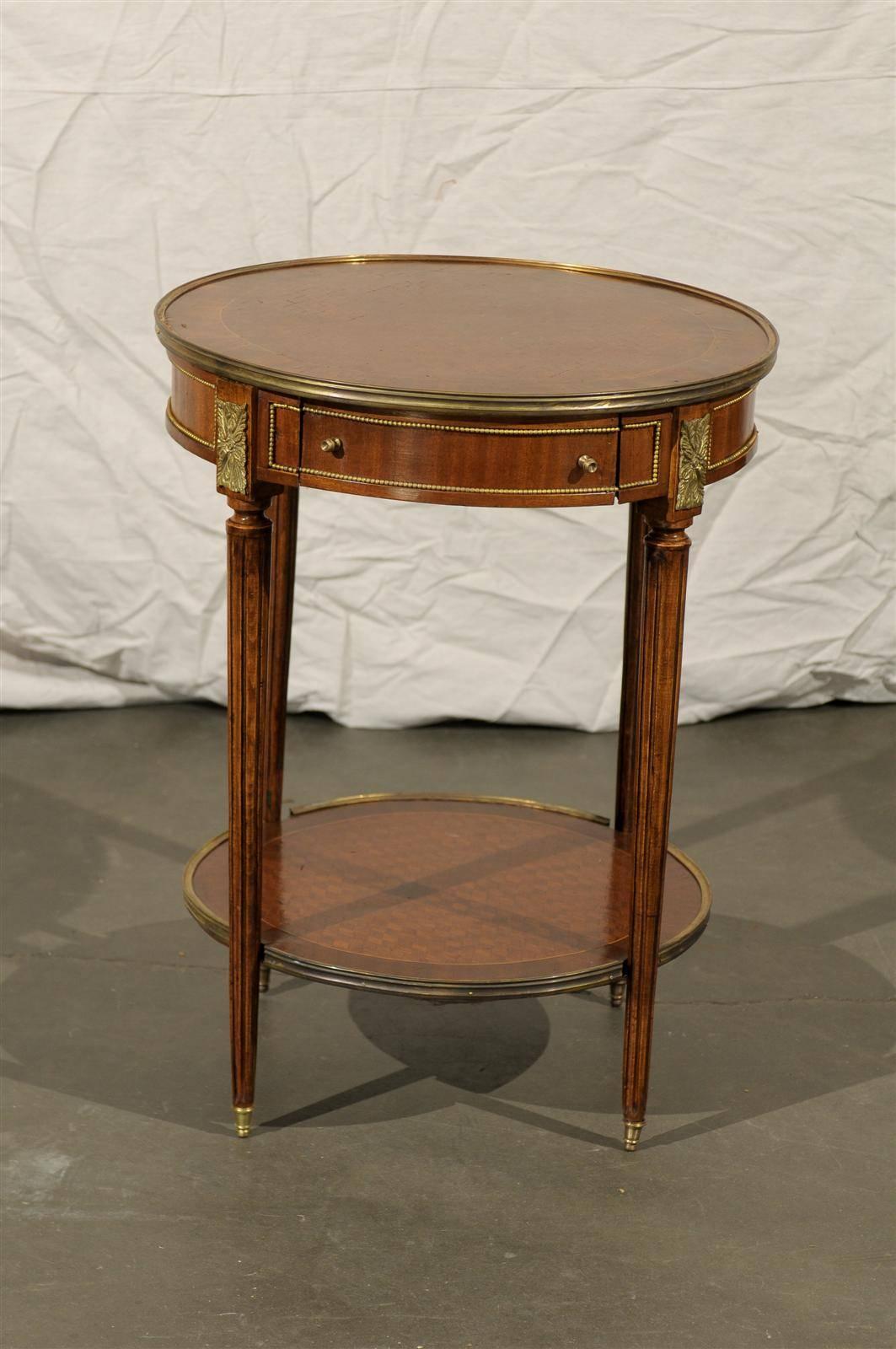 Early 20th Century French Bronze-Mounted Inlaid Bouilotte Table 4