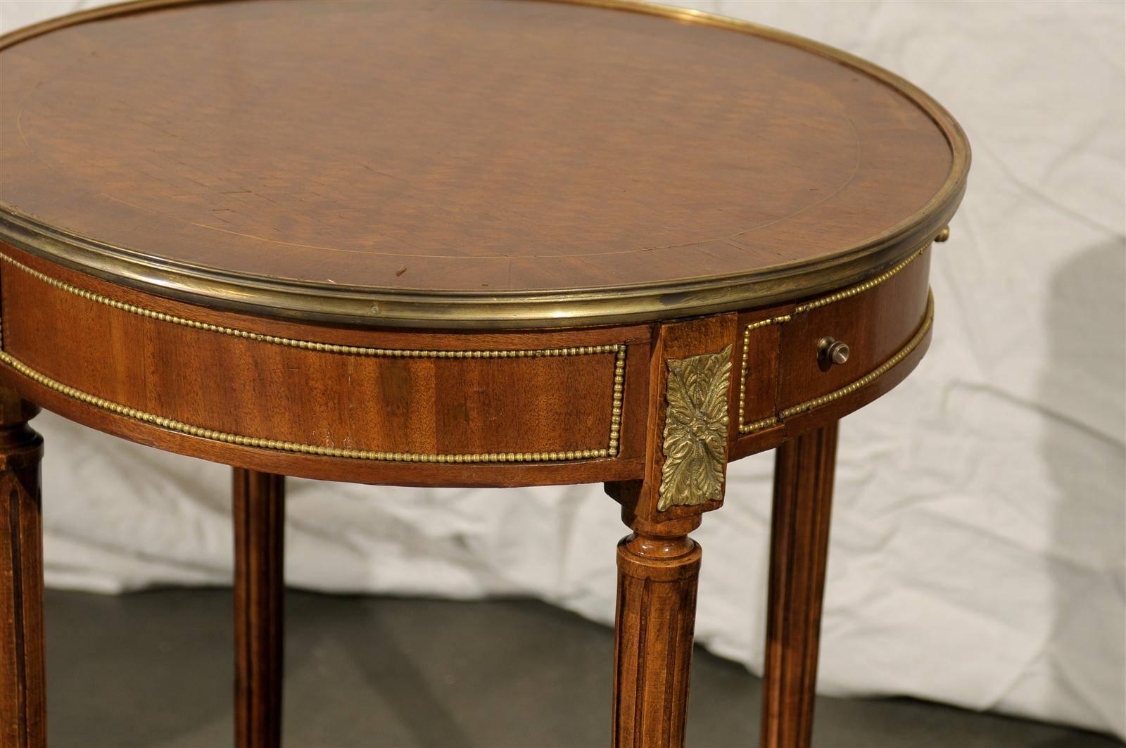 Early 20th Century French Bronze-Mounted Inlaid Bouilotte Table 7