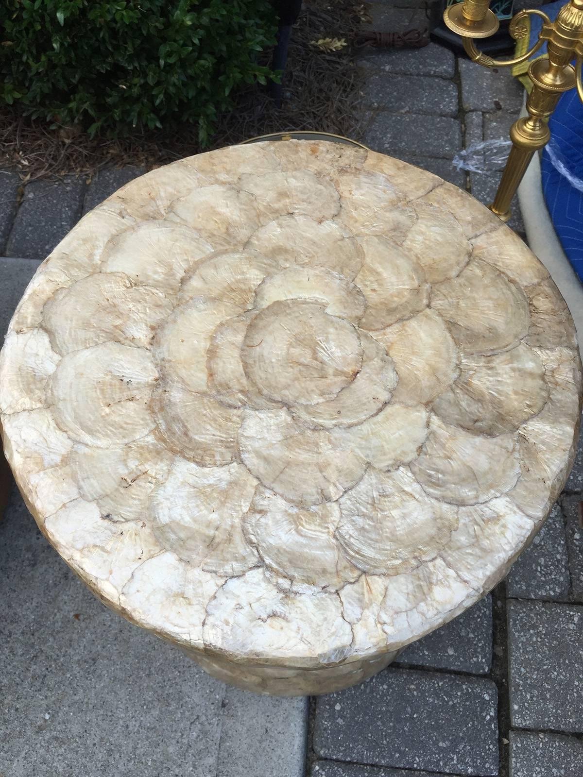 Capiz Shell Small Table, circa 1960s In Good Condition In Atlanta, GA