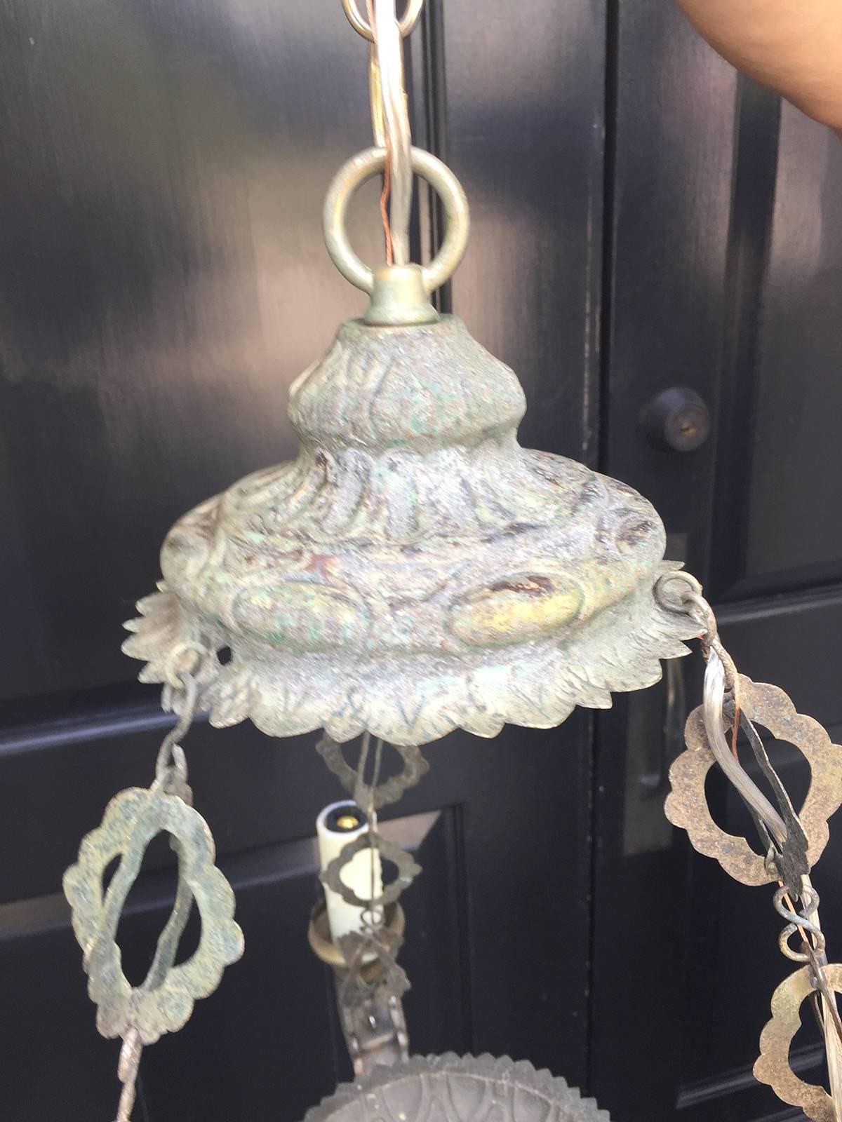 20th Century Spanish Colonial Style Continental Silvered Metal Chandelier 5