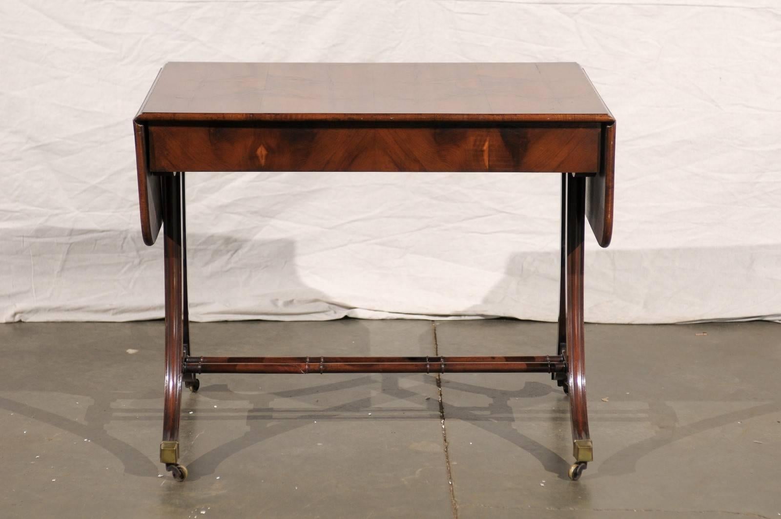19th Century English Regency Style Burled Oyster Veneer Sofa Table 4