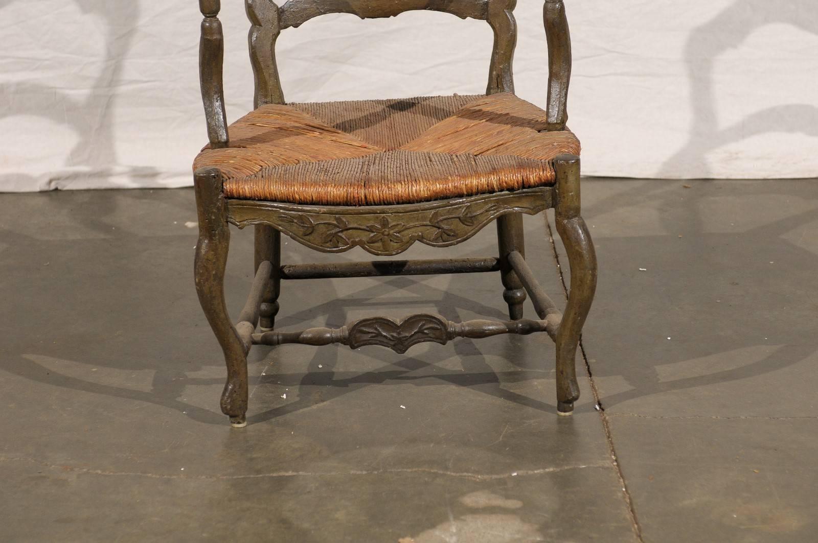 18th Century and Earlier 18th Century Country French Armchair with Rush Seat