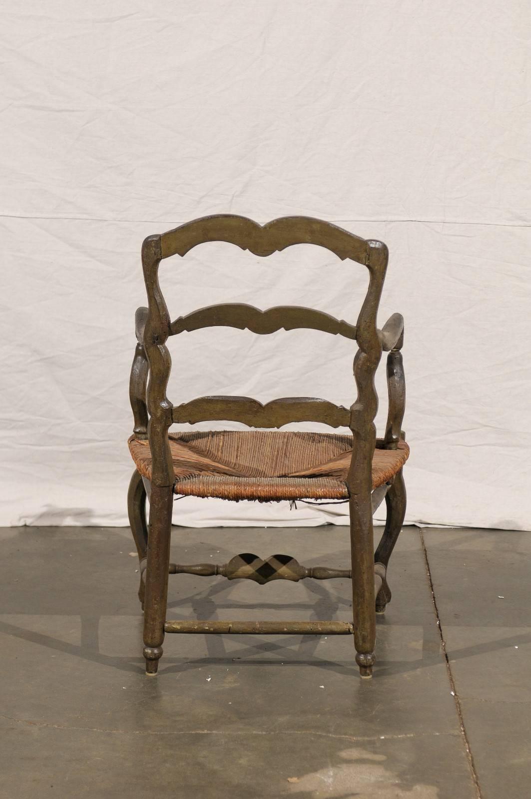 18th Century Country French Armchair with Rush Seat 3