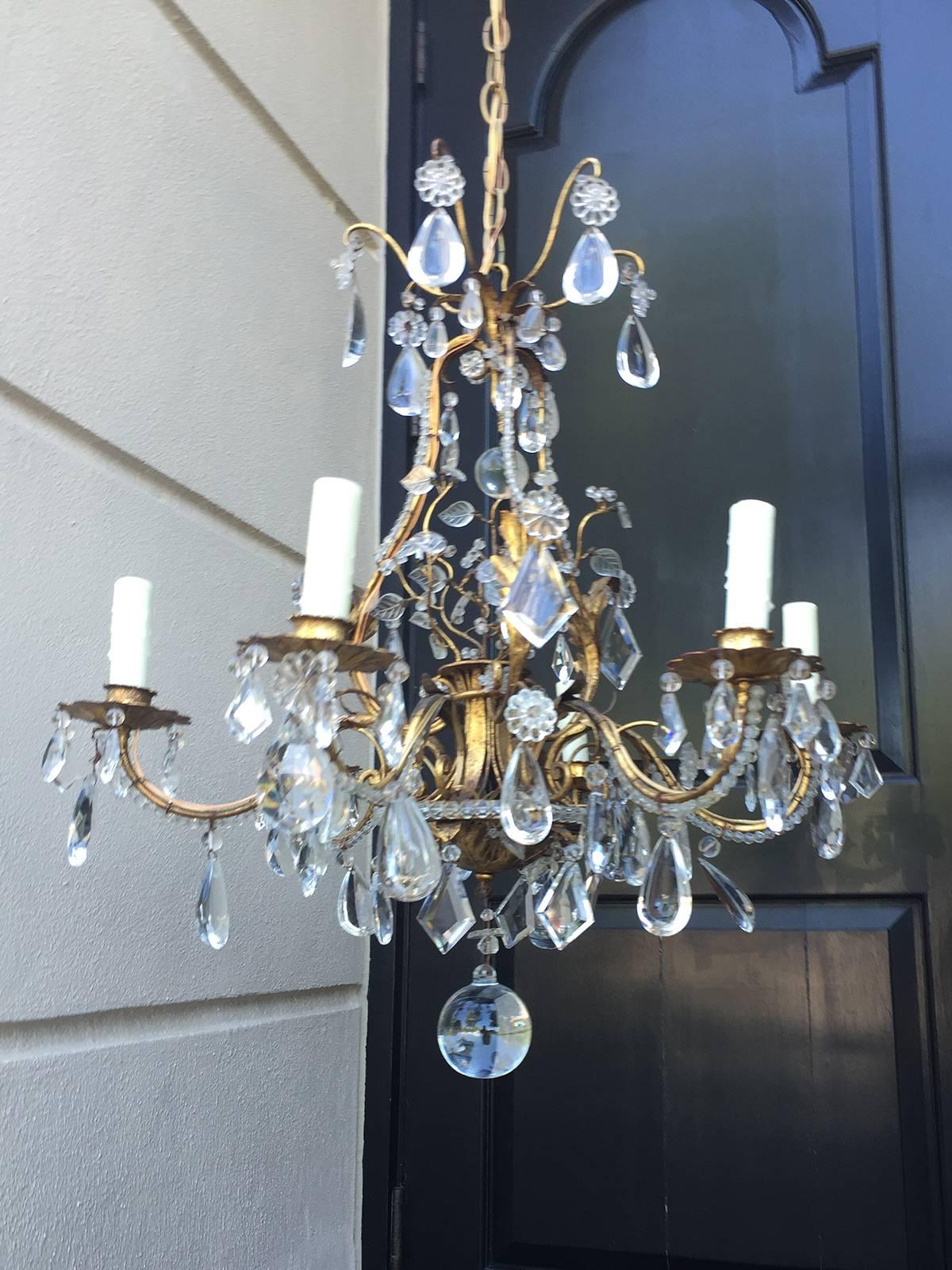 Early 20th century Italian crystal and gilt metal chandelier.