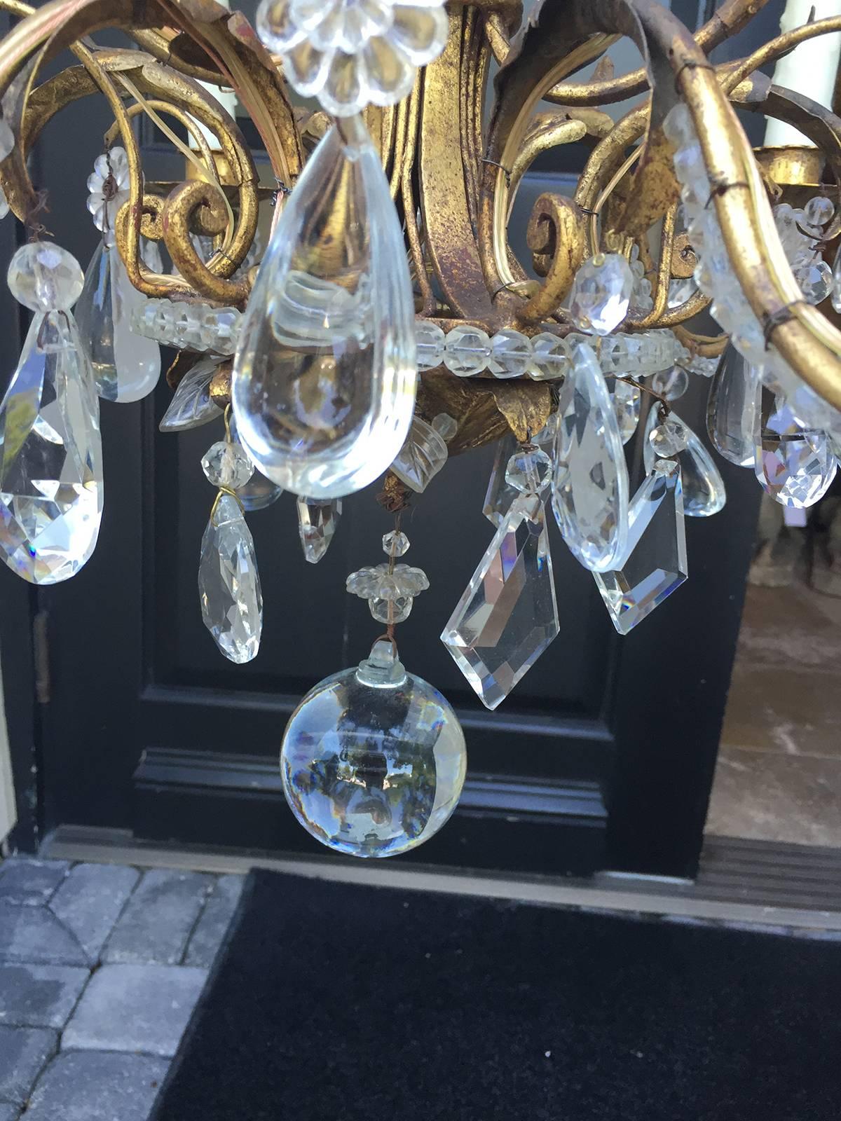 Early 20th Century Italian Crystal and Gilt Metal Chandelier 2