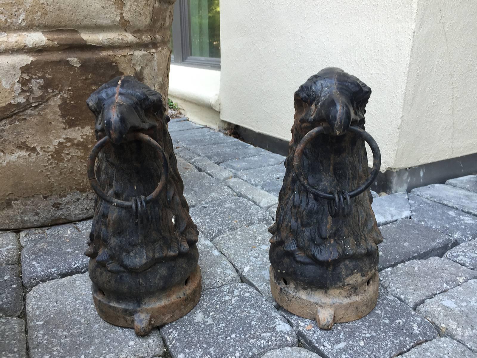 Pair of 19th-early 20th century eagle hitching posts.