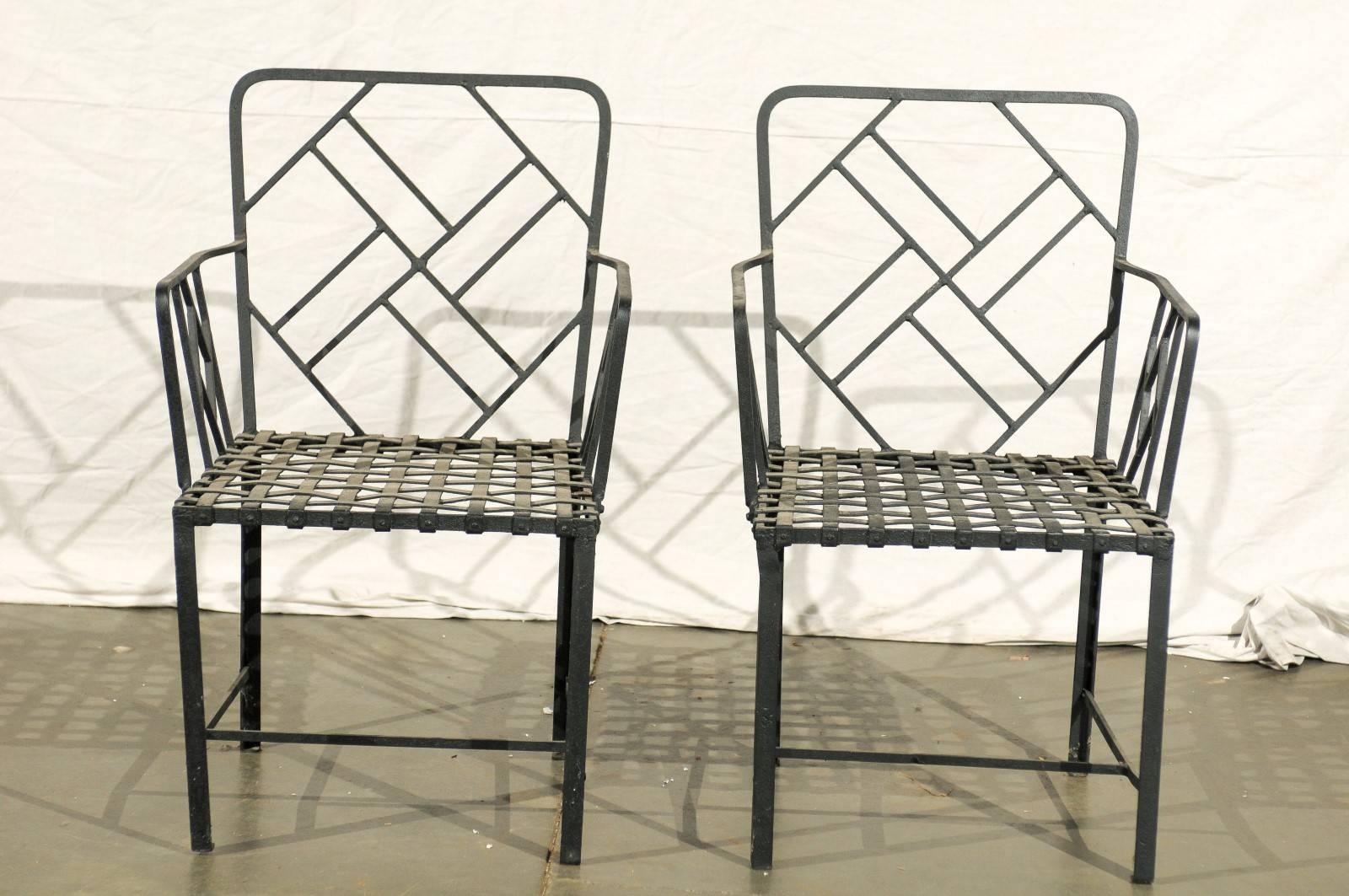 Pair of Early 20th Century Chinese Chippendale Garden Chairs.