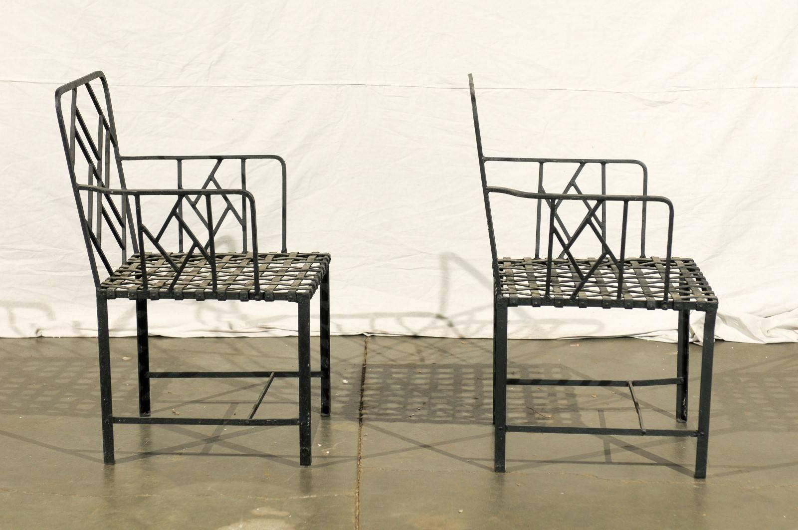 Iron Pair of Early 20th Century Chinese Chippendale Garden Chairs