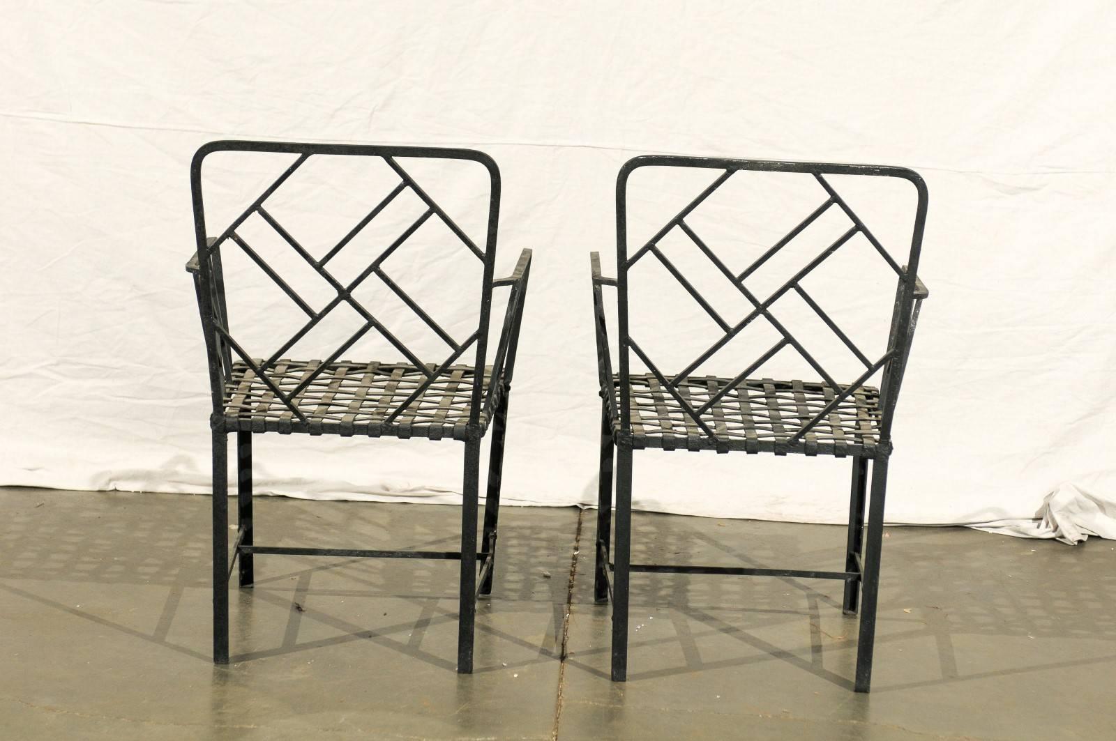 Pair of Early 20th Century Chinese Chippendale Garden Chairs 1