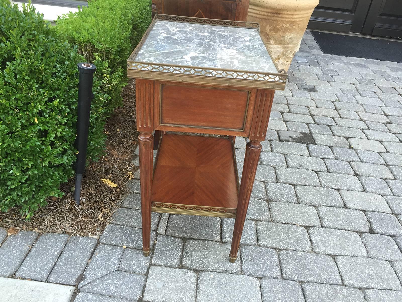 20th Century Louis XVI Style Bedside Table with Marble Top 1