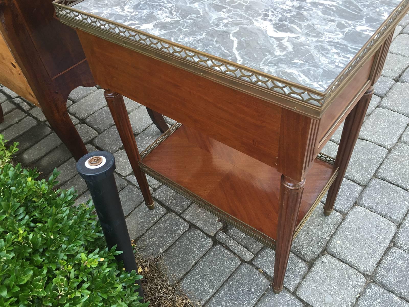 20th Century Louis XVI Style Bedside Table with Marble Top 3