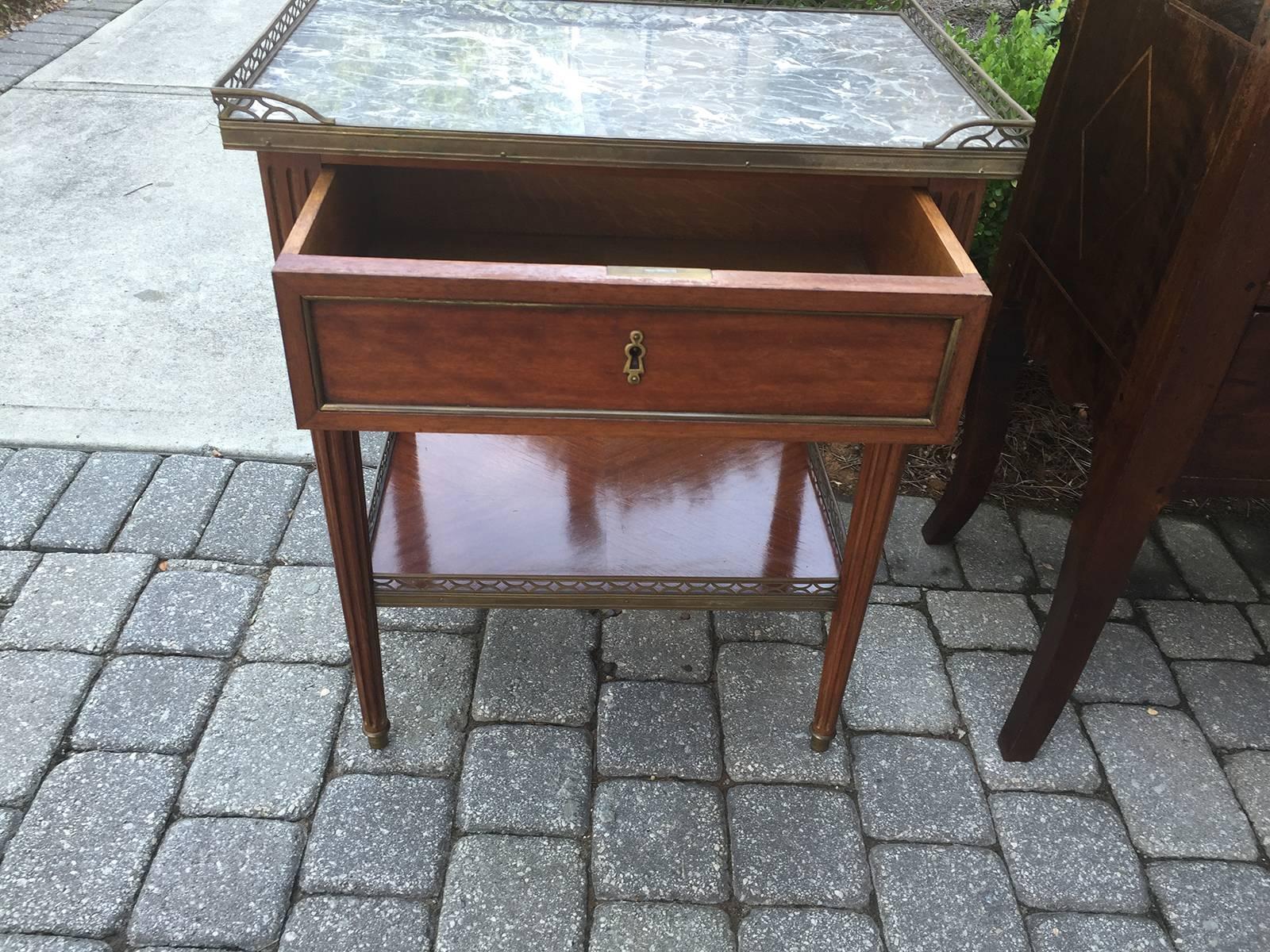 20th Century Louis XVI Style Bedside Table with Marble Top 4