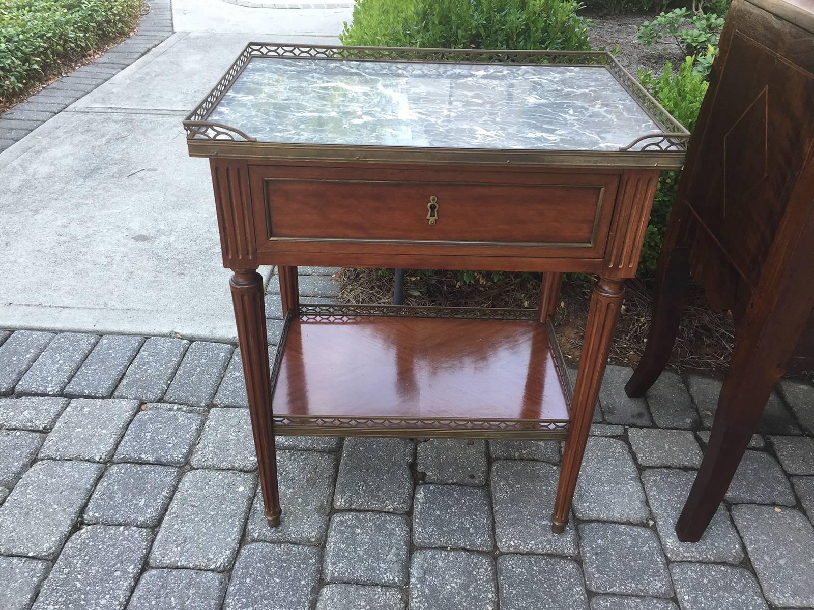 20th Century Louis XVI Style Bedside Table with Marble Top 5