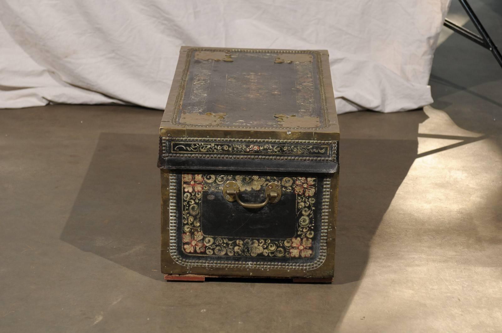 19th Century Leather and Brass Trunk 4