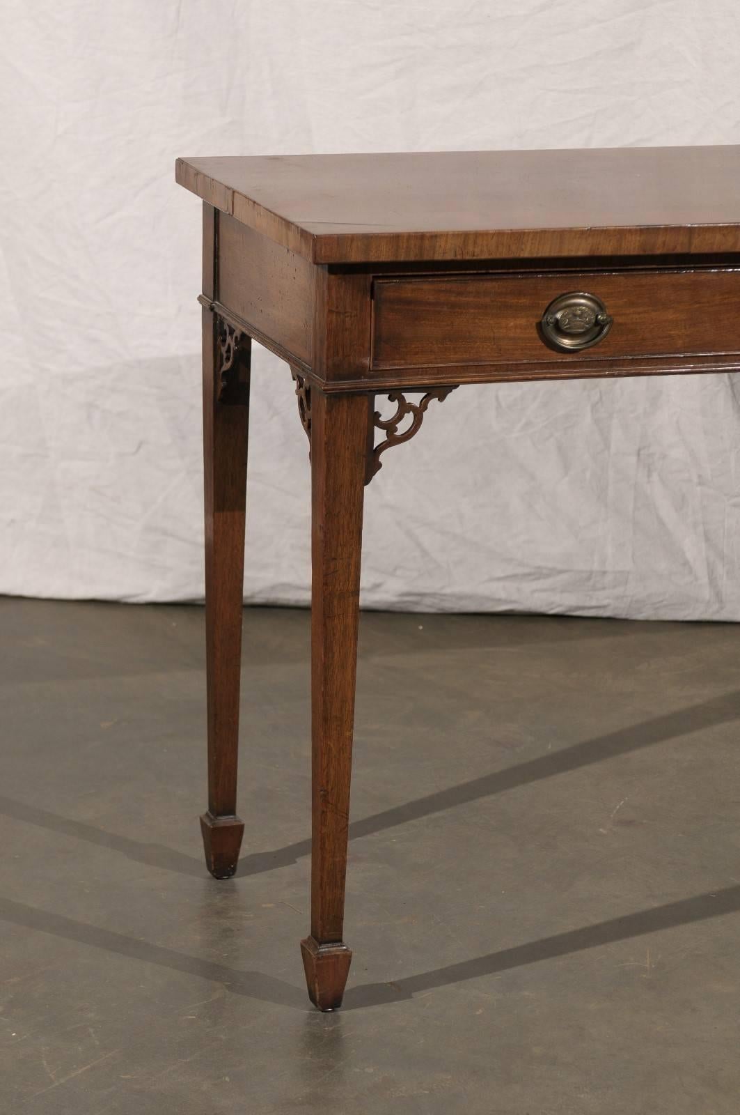 English 18th-19th Century Georgian Mahogany Three-Drawer Serving Console Table