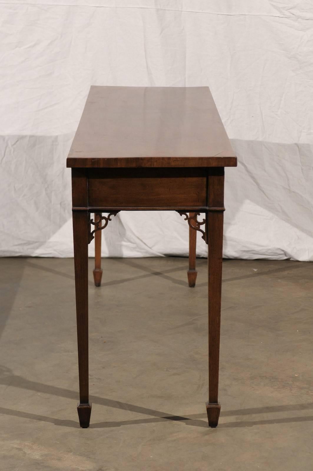 18th-19th Century Georgian Mahogany Three-Drawer Serving Console Table 1