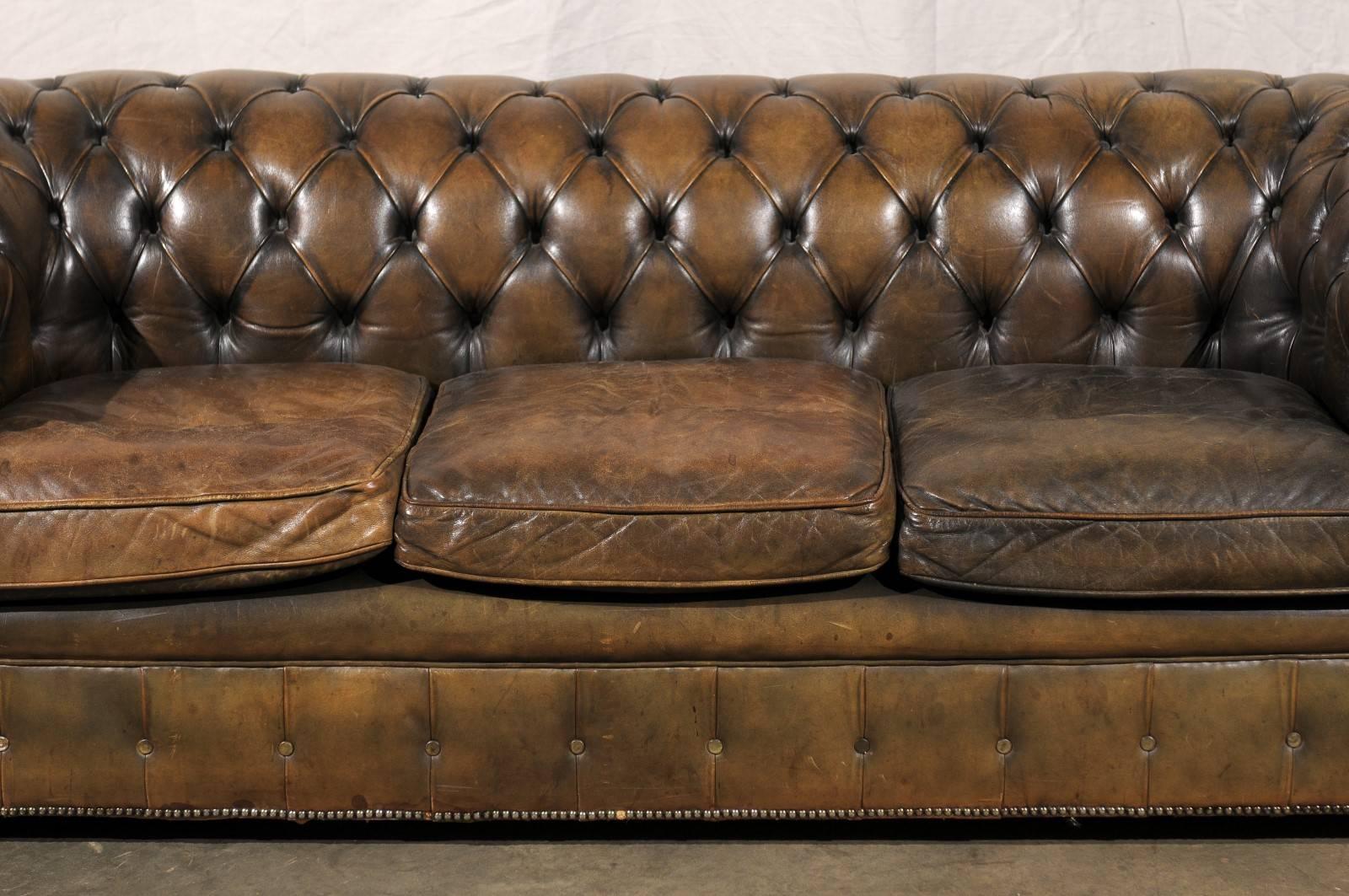 Leather 20th Century English Chesterfield Sofa