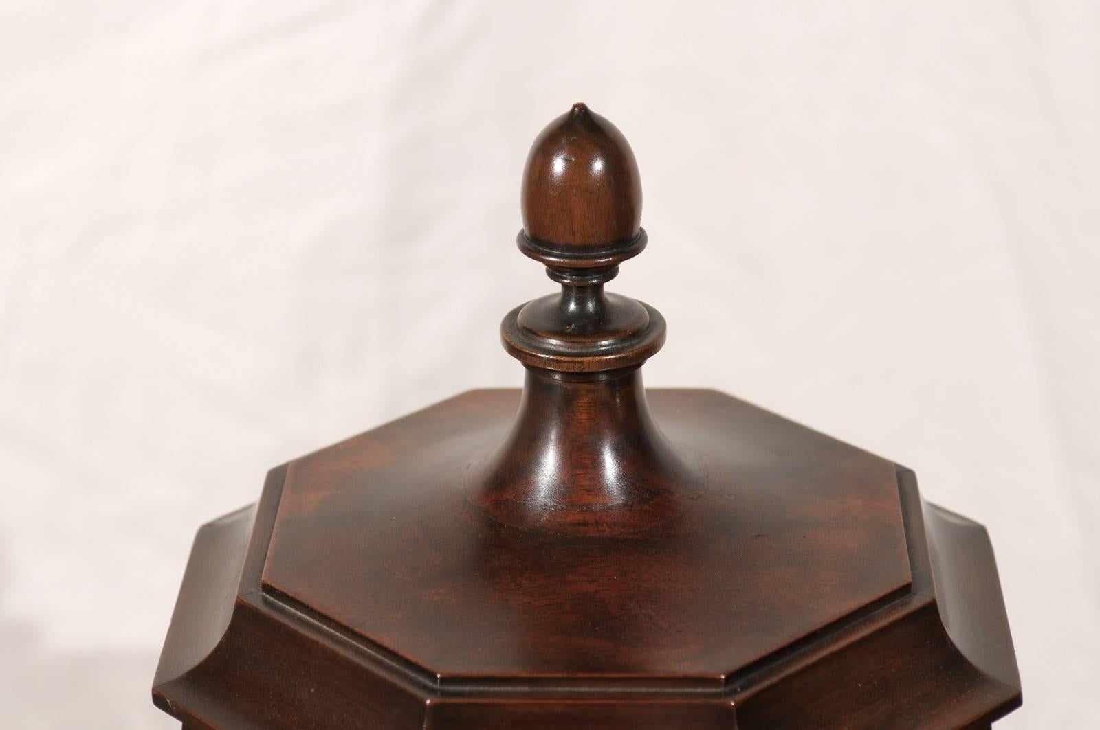19th-20th Century Georgian Style Mahogany Knife Urns with Octagonal Lids 2