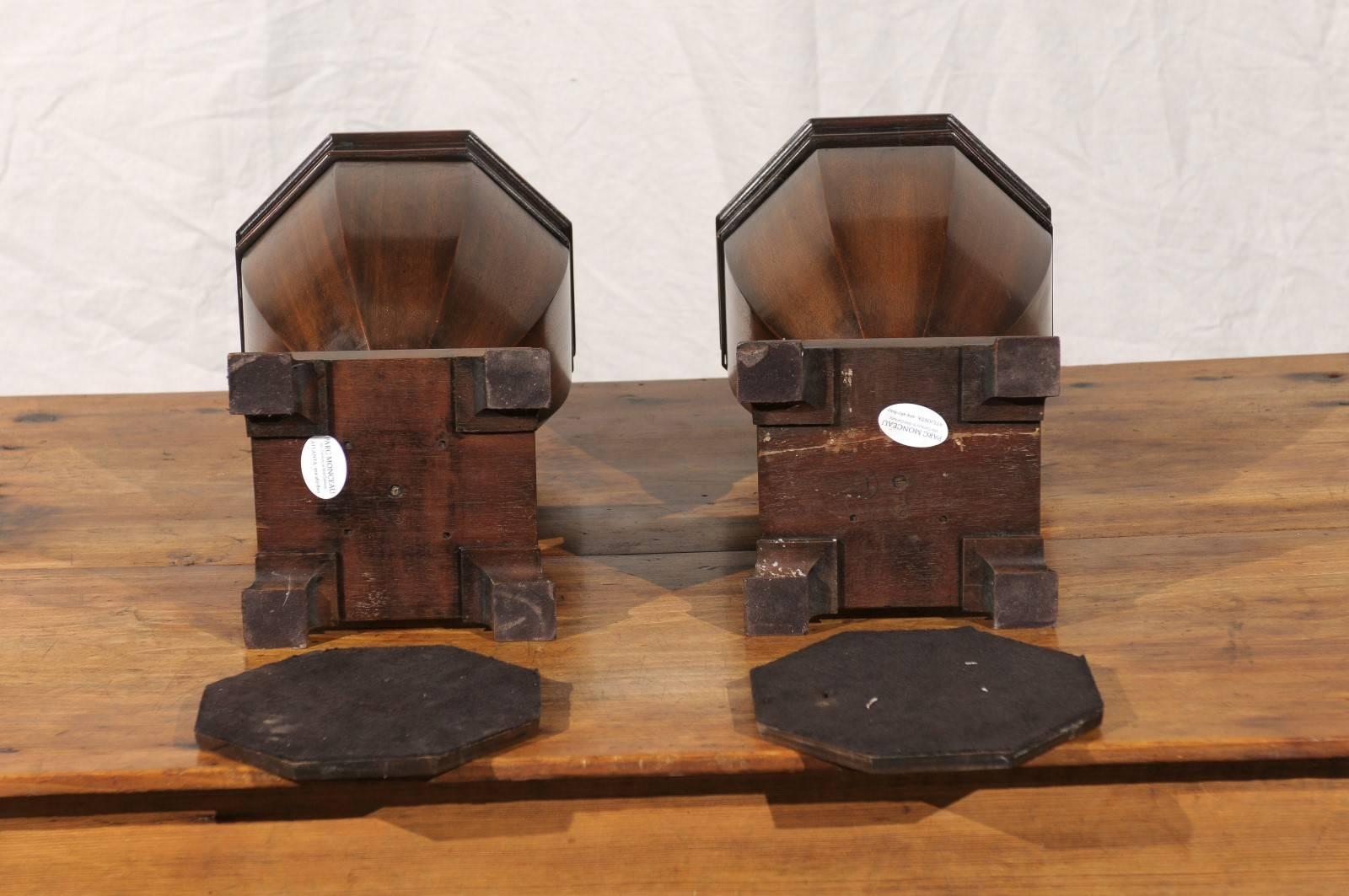 19th-20th Century Georgian Style Mahogany Knife Urns with Octagonal Lids 5