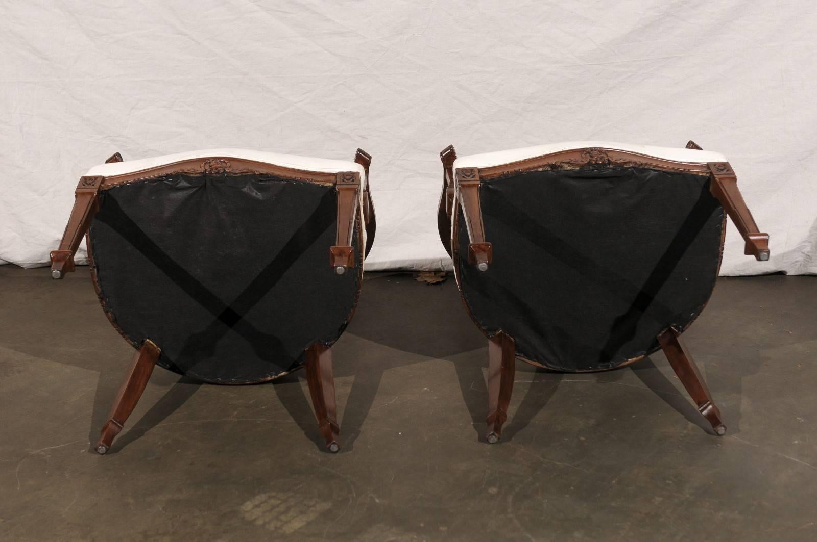 Pair of 19th/20th Century Italian Neoclassical Walnut Arm Chairs 3