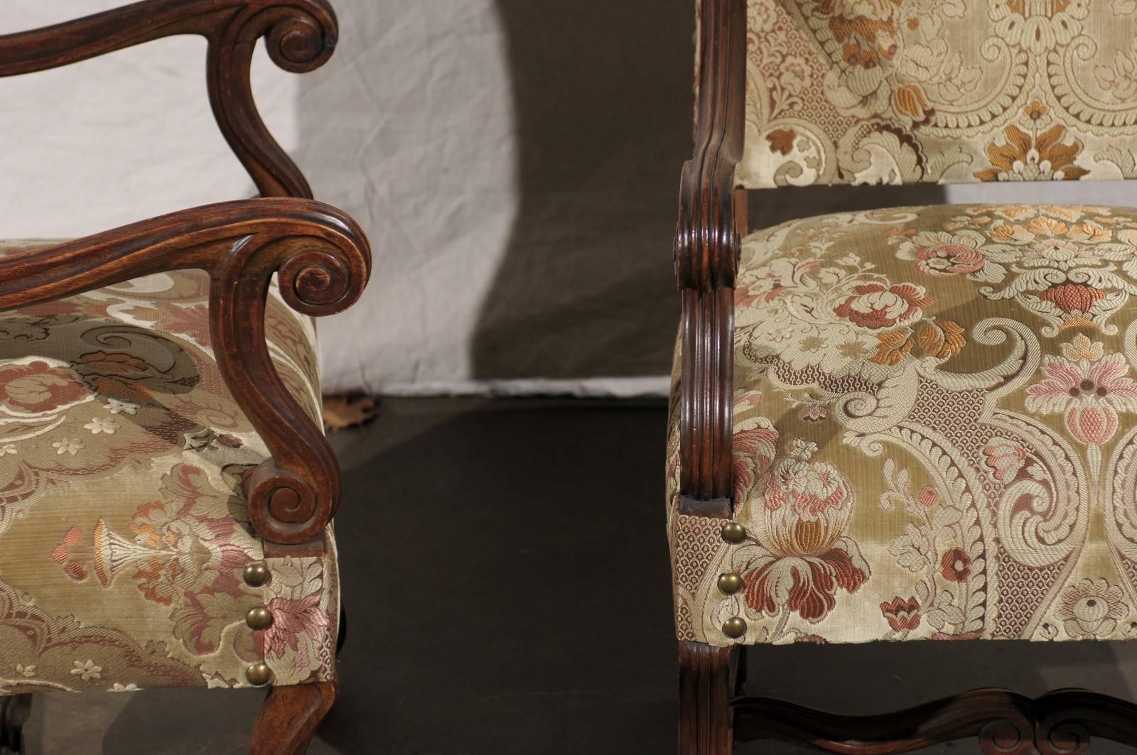 Pair of 19th Century French Walnut High Back Chairs In Excellent Condition In Atlanta, GA