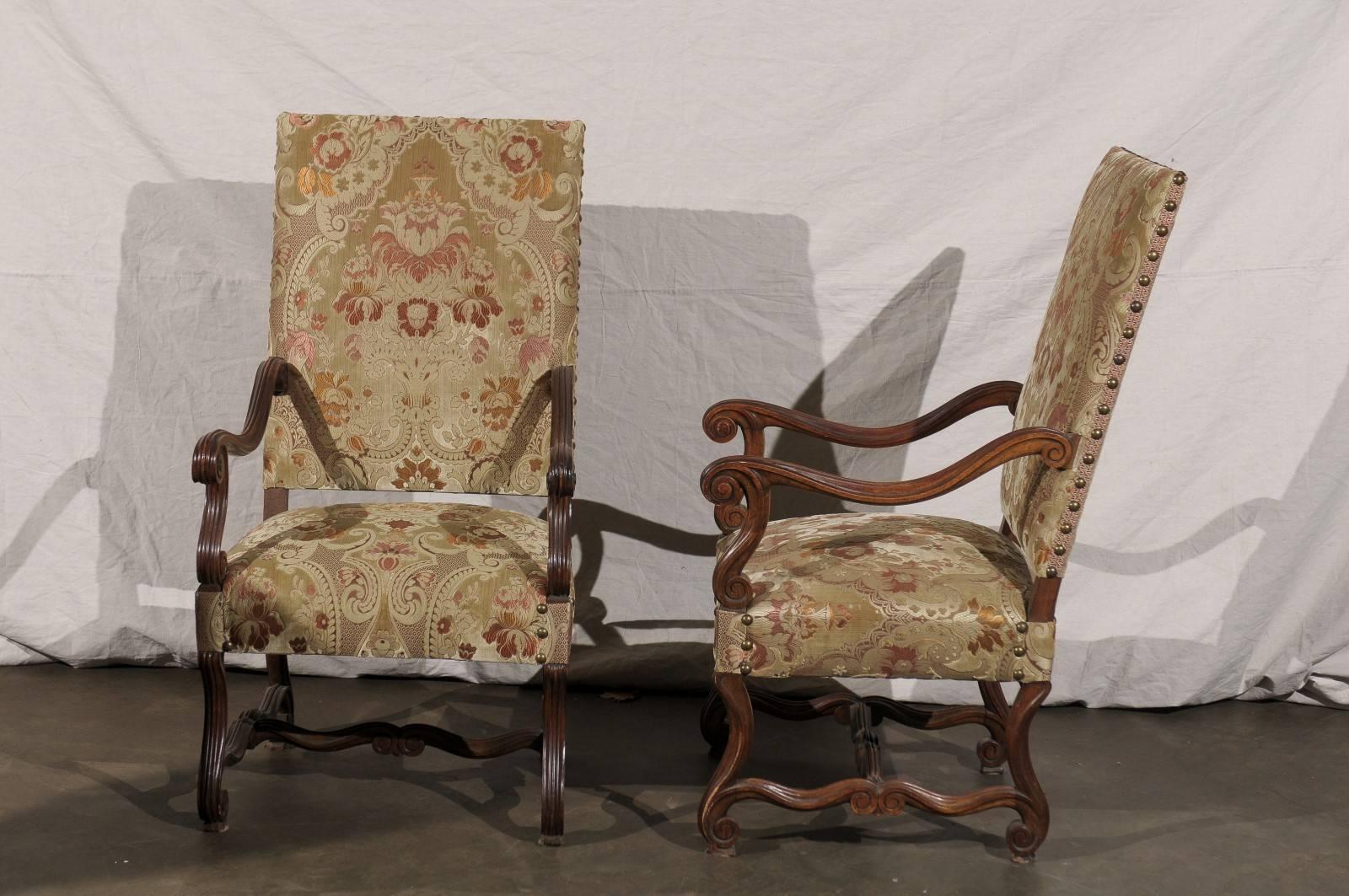 Pair of 19th Century French Walnut High Back Chairs 2