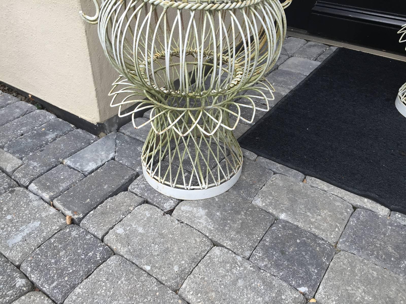 Pair of Large 20th Century, Urn Wire Baskets 2